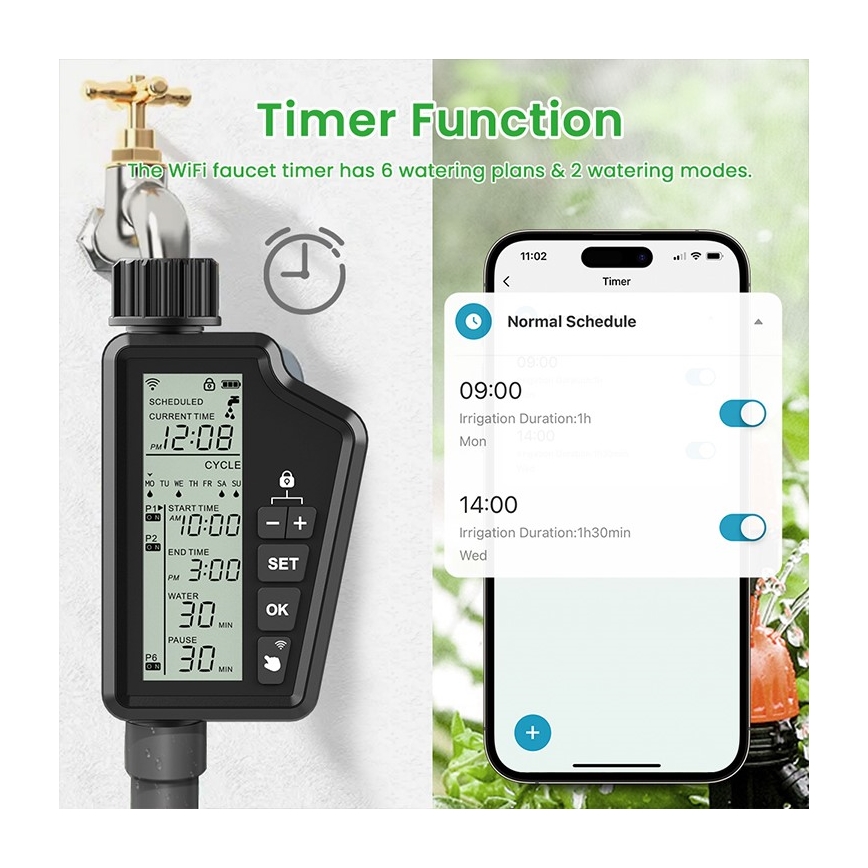 Immax NEO 07556L - Elettrovalvola per irrigazione 4xAA IP65 Wi-Fi Tuya