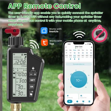 Immax NEO 07556L - Valvola per irrigazione 4xAA IP65 Wi-Fi Tuya