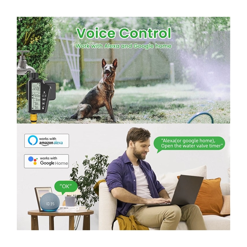 Immax NEO 07556L - Valvola per irrigazione 4xAA IP65 Wi-Fi Tuya