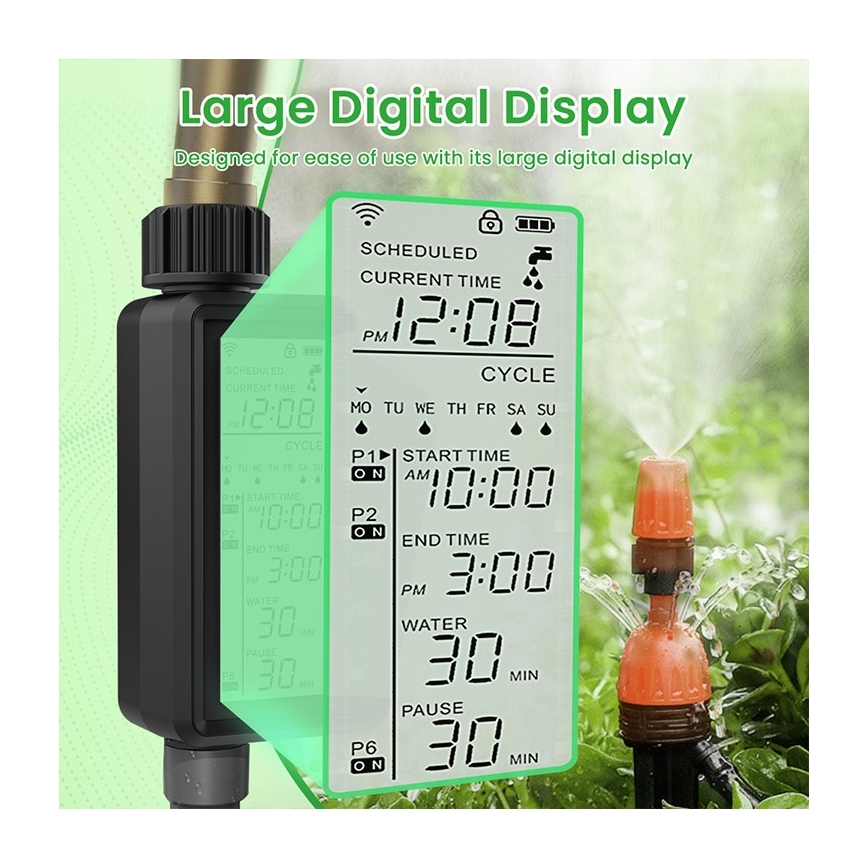 Immax NEO 07556L - Valvola per irrigazione 4xAA IP65 Wi-Fi Tuya