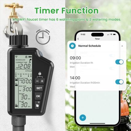 Immax NEO 07556L - Valvola per irrigazione 4xAA IP65 Wi-Fi Tuya