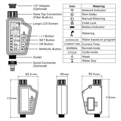 Immax NEO 07556L - Valvola per irrigazione 4xAA IP65 Wi-Fi Tuya