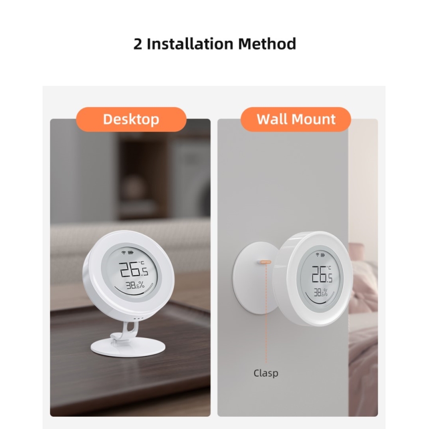 Immax NEO 07557L - Sensore intelligente di temperatura e umidità 1xCR2430 Tuya