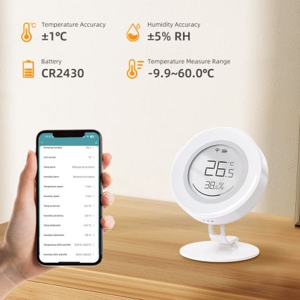 Immax NEO 07557L - Sensore intelligente di temperatura e umidità 1xCR2430 Tuya