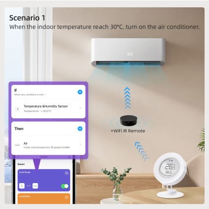 Immax NEO 07557L - Sensore intelligente di temperatura e umidità 1xCR2430 Tuya