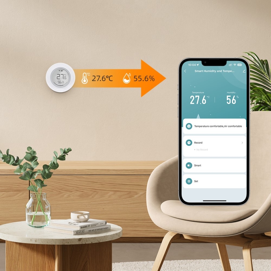 Immax NEO 07557L - Sensore intelligente di temperatura e umidità 1xCR2430 Tuya