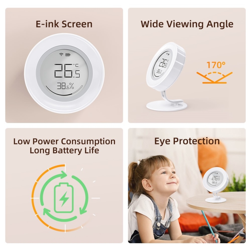 Immax NEO 07557L - Sensore intelligente di temperatura e umidità 1xCR2430 Tuya