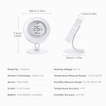 Immax NEO 07557L - Sensore intelligente di temperatura e umidità 1xCR2430 Tuya