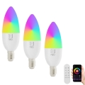 Immax NEO 07716CDO - SET 3x LED RGB+CCT Lampadina dimmerabile E14/6W/230V Wi-Fi Tuya + telecomando