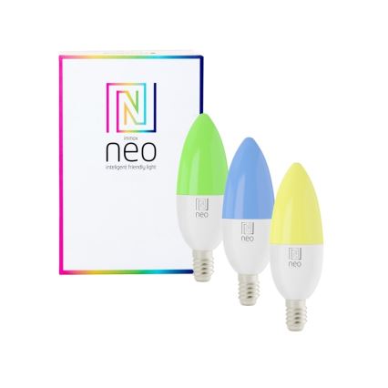 Immax NEO 07716CDO - SET 3x LED RGB+CCT Lampadina dimmerabile E14/6W/230V Wi-Fi Tuya + telecomando