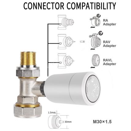 Immax NEO 07732A - SET 3x Testine termostatiche 2xAA/3V Tuya