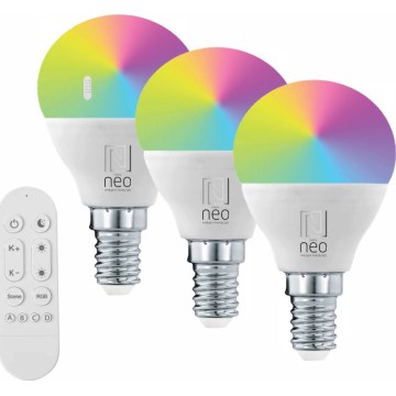Immax NEO 07745CDO - Set da 3 lampadine LED RGB+CCT dimmerabili E14/6W/230V Wi-Fi + telecomando