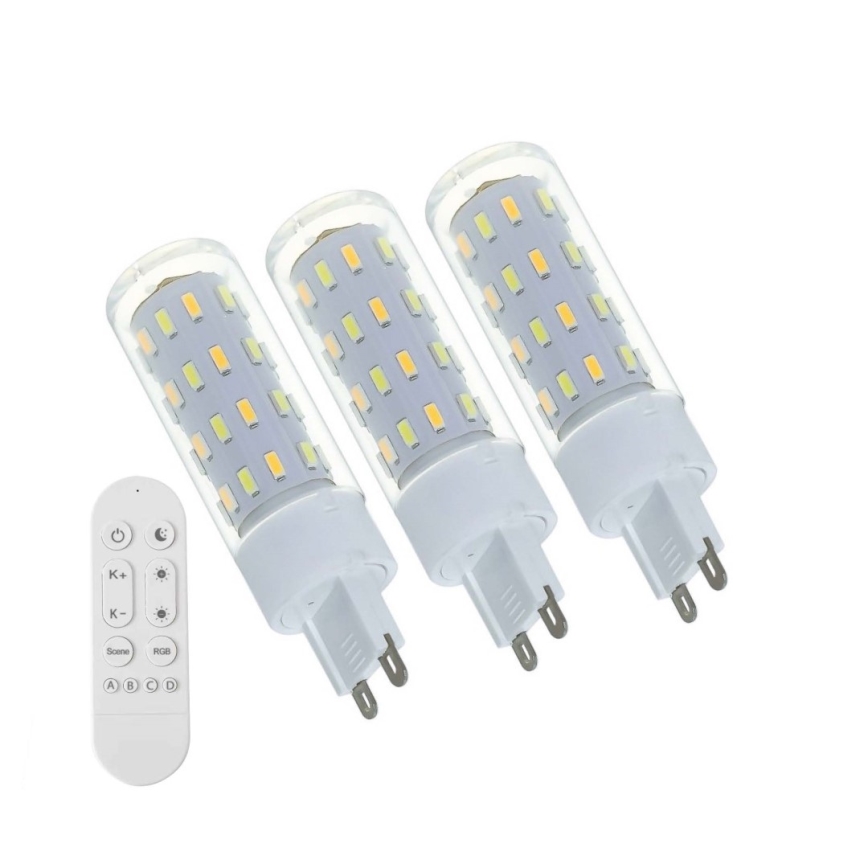 Immax NEO 07763CDO - Set da 3 lampadine LED CCT dimmerabili G9/4W/230V Wi-Fi Tuya + telecomando