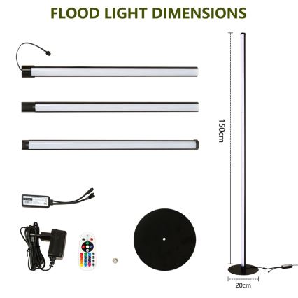 Immax NEO 07776L - Lampada da terra LED RGB dimmerabile AMBIENTE LED/12W/230V Wi-Fi Tuya + telecomando