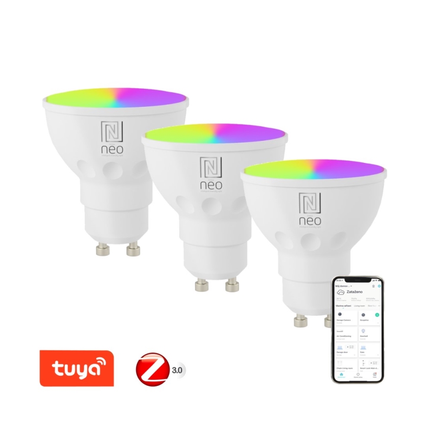 Immax NEO 07777C - SET 3x LED RGB+CCT Lampadina dimmerabile GU10/4,8W/230V Tuya