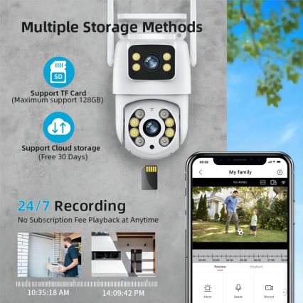 Immax NEO 07783L - Telecamera esterna intelligente con sensore DOUBLE 355° P/T 2x2MP IP65 Wi-Fi Tuya