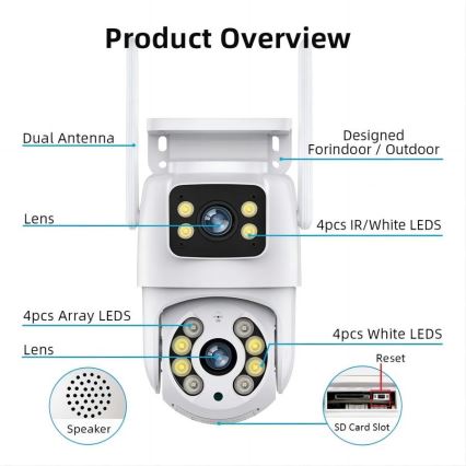 Immax NEO 07783L - Telecamera esterna intelligente con sensore DOUBLE 355° P/T 2x2MP IP65 Wi-Fi Tuya