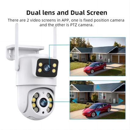 Immax NEO 07783L - Telecamera esterna intelligente con sensore DOUBLE 355° P/T 2x2MP IP65 Wi-Fi Tuya