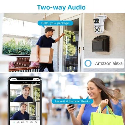 Immax NEO 07783L - Telecamera esterna intelligente con sensore DOUBLE 355° P/T 2x2MP IP65 Wi-Fi Tuya