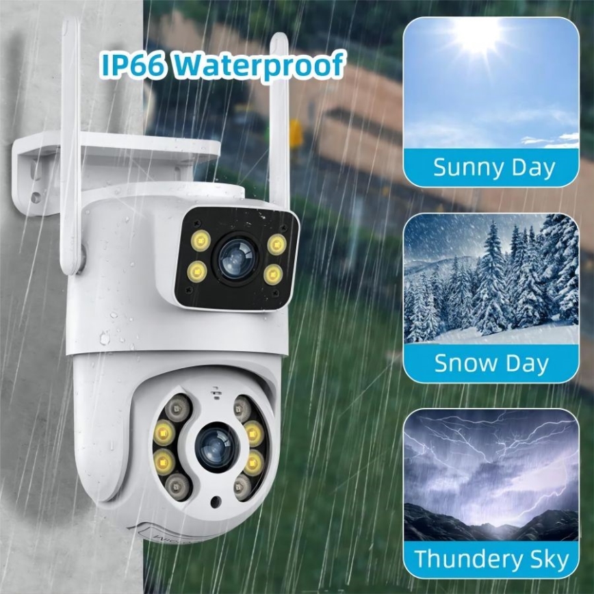 Immax NEO 07783L - Telecamera esterna intelligente con sensore DOUBLE 355° P/T 2x2MP IP65 Wi-Fi Tuya