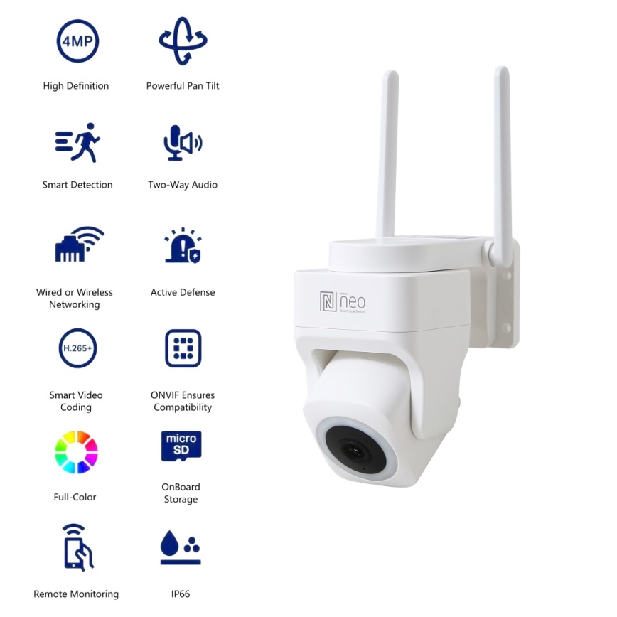 Immax NEO 07793L - Telecamera smart per esterni con sensore CUBE 4MP 5V IP65 Wi-Fi Tuya