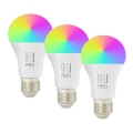 Immax NEO 07794CDO - Set da 3 lampadine LED dimmerabili RGB+CCT E27/14W/230V 2700K–6500K Tuya Wi‑Fi + telecomando