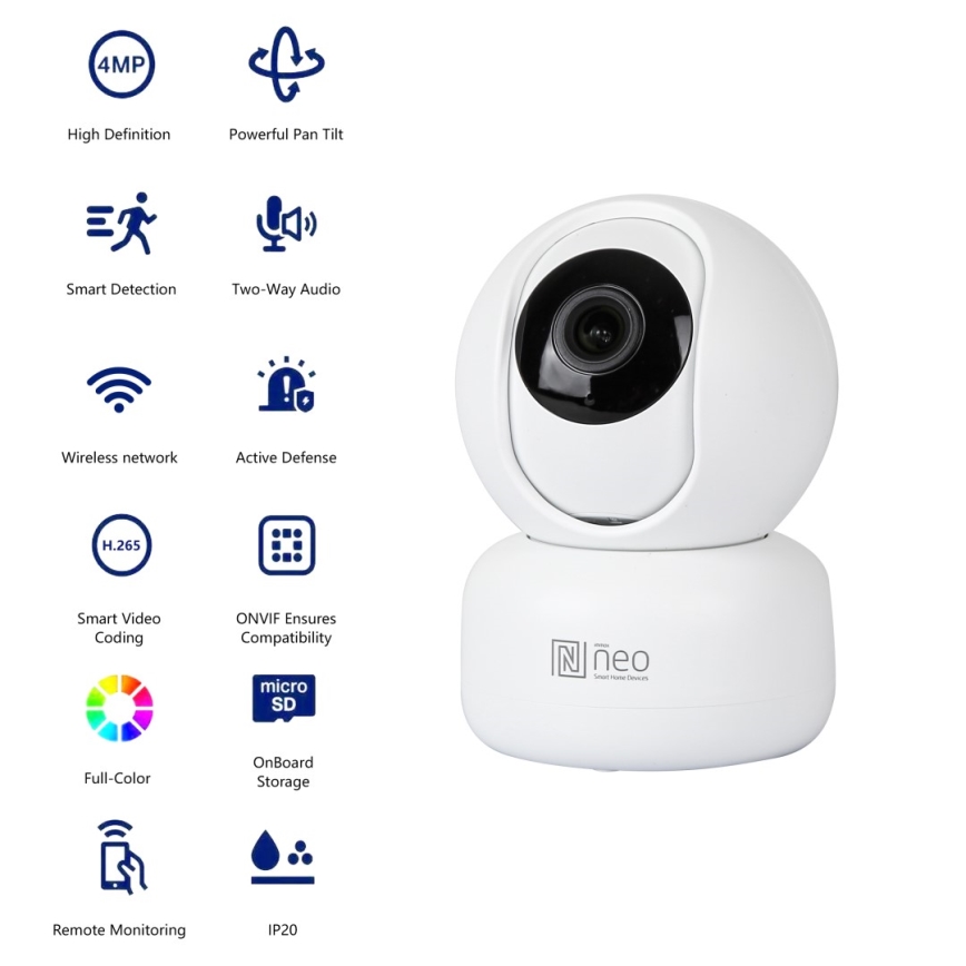 Immax NEO 07795L - Smart interno camera con sensore 4MP 5V Wi-Fi Tuya