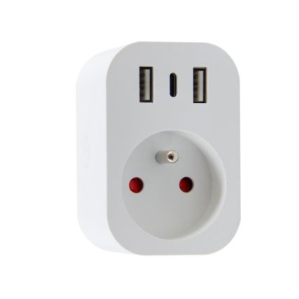 Immax NEO 07799L - Smart divisore di presa 16A/230V + 2xUSB+1xUSB C Wi-Fi Tuya