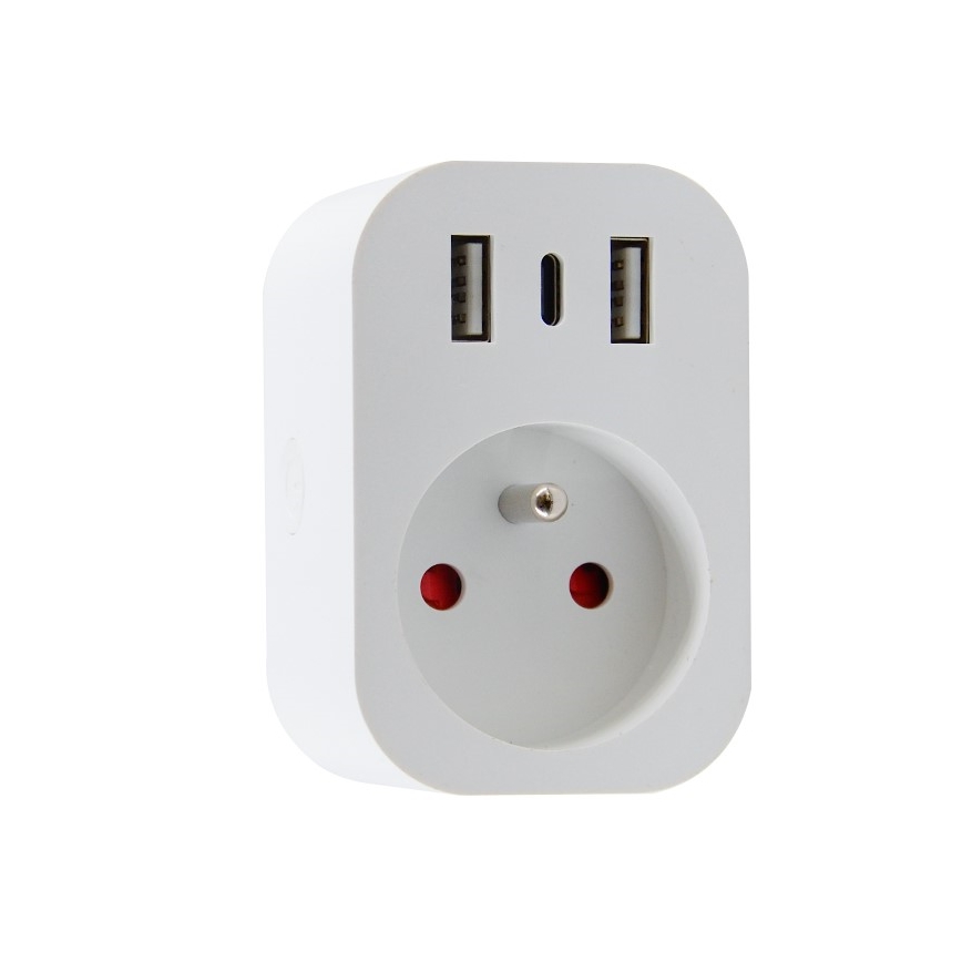 Immax NEO 07799L - Smart divisore di presa 16A/230V + 2xUSB+1xUSB C Wi-Fi Tuya