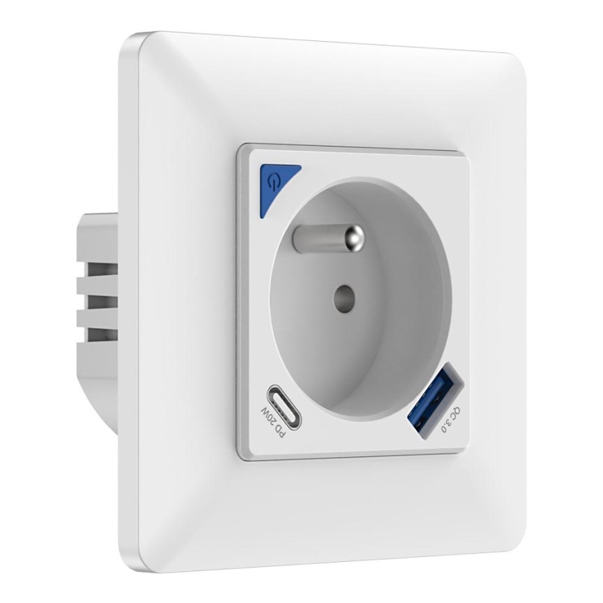 Immax NEO 07800L - Presa intelligente 16A/230V + 1xUSB-A+1xUSB C Tuya
