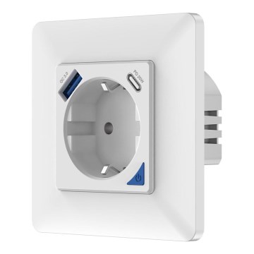 Immax NEO 07801L - Presa intelligente 16A/230V + 1x USB-A + 1x USB-C Tuya SCHUKO
