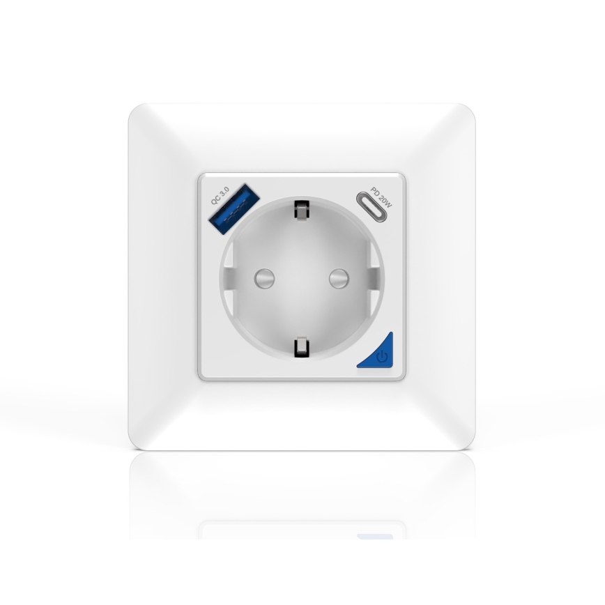 Immax NEO 07801L - Presa intelligente 16A/230V + 1x USB-A + 1x USB-C Tuya SCHUKO