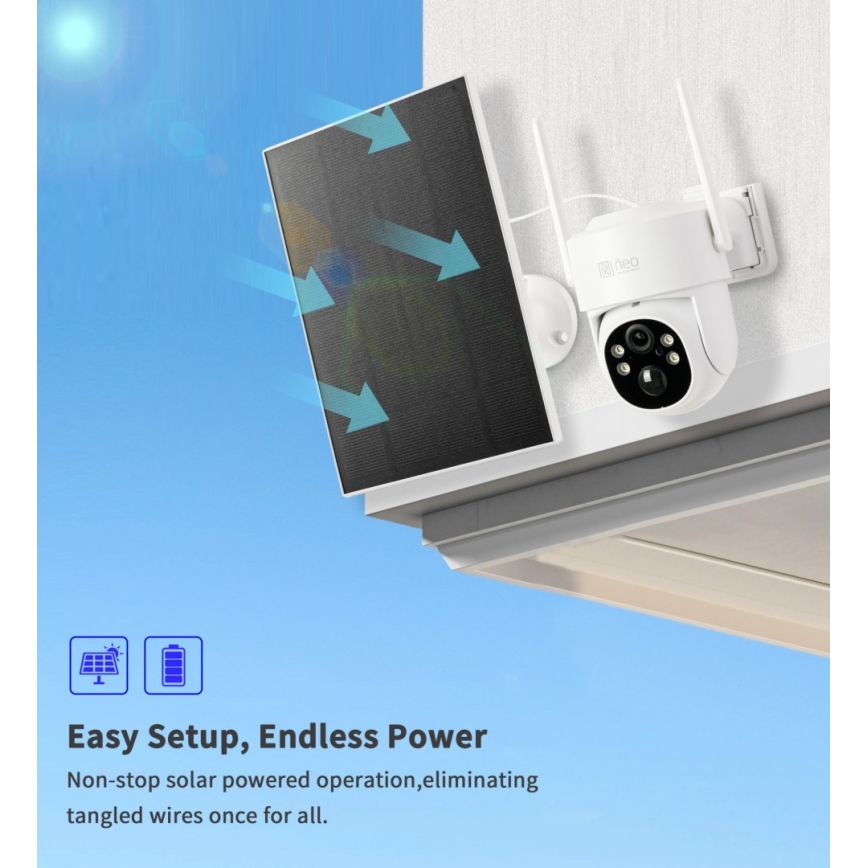 Immax NEO 07804L - Telecamera solare smart da esterno con batteria da 9000 mAh, IP65