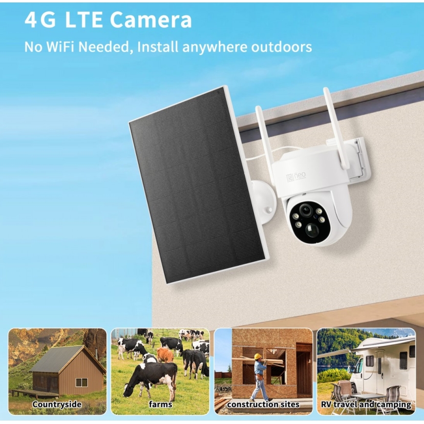 Immax NEO 07804L - Telecamera solare smart da esterno con batteria da 9000 mAh, IP65
