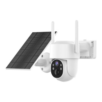 Immax NEO 07804L - Telecamera solare intelligente da esterno con sensore, batteria 9000 mAh, Wi-Fi Tuya, IP65