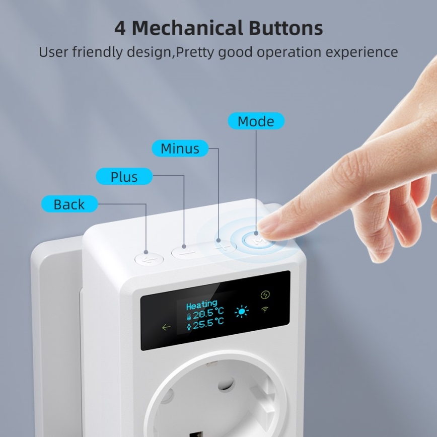 Immax NEO 07811L - Presa intelligente con termometro F 3680W Tuya Wi-Fi
