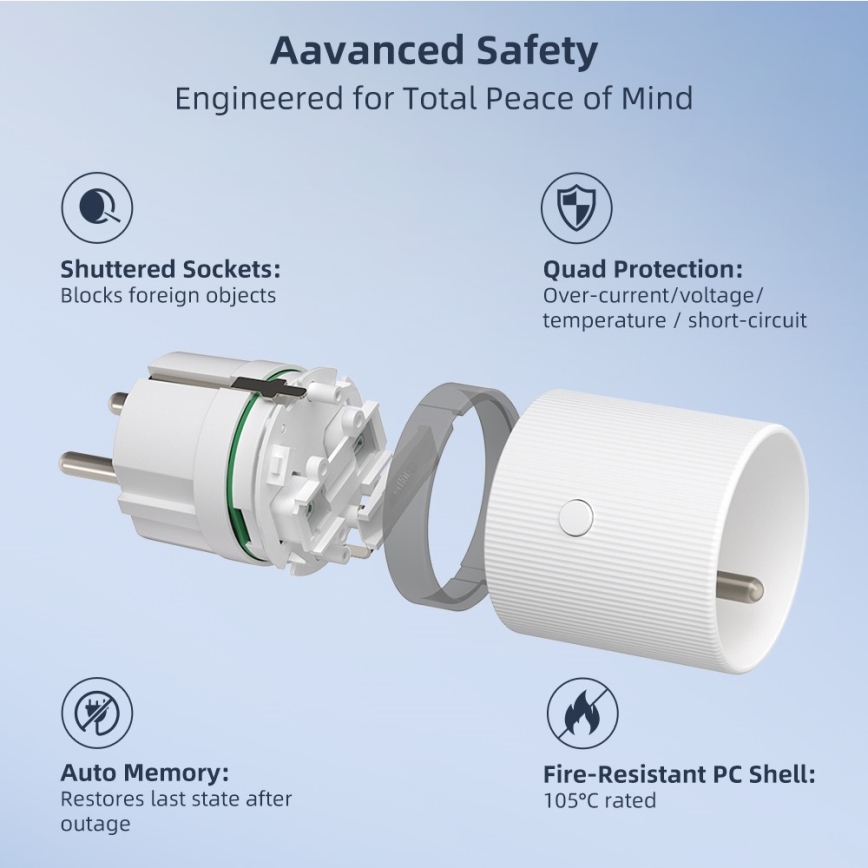 Immax NEO 07812L - Presa intelligente tipo E 3500 W Wi-Fi