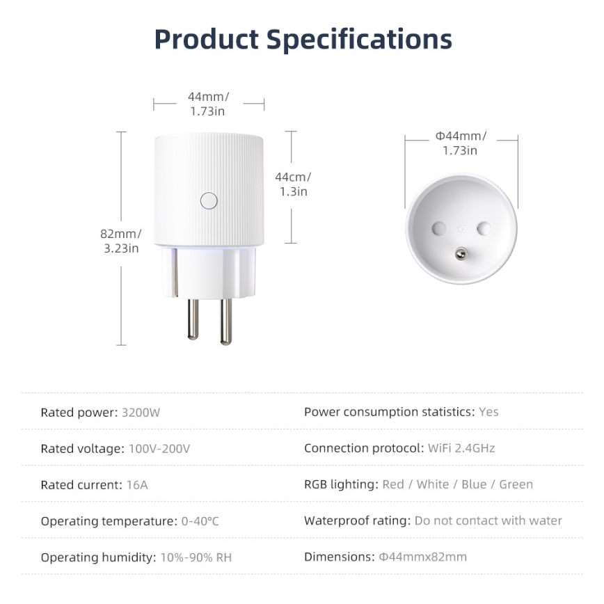 Immax NEO 07812L - Presa intelligente tipo E 3500 W Wi-Fi