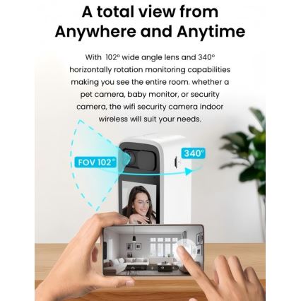 Immax NEO 07814L - Telecamera interna smart con sensore da 4 MP, alimentazione 5V e Wi-Fi
