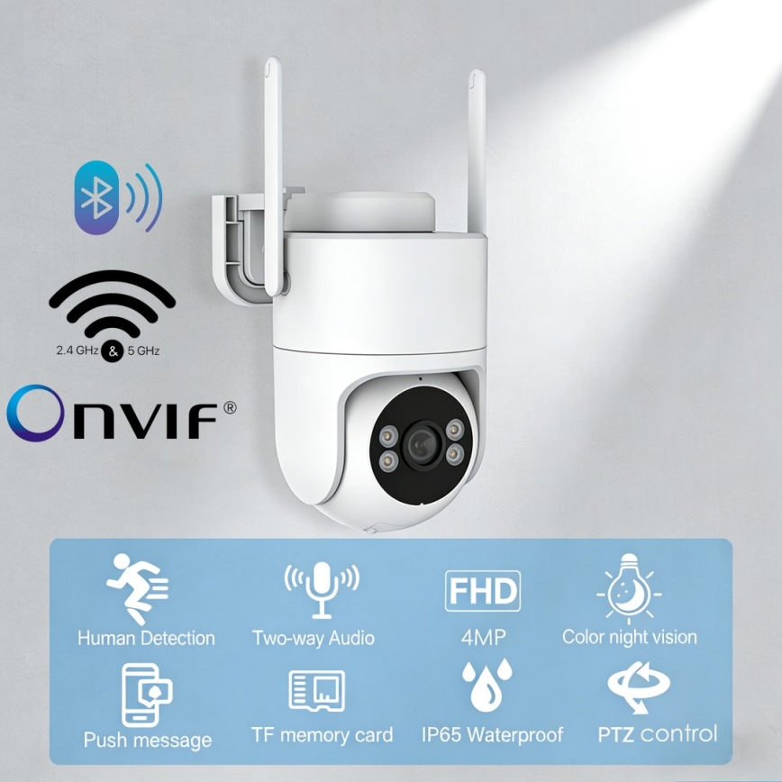 Immax NEO 07819L - Telecamera esterna intelligente con sensore da 4 MP, alimentazione 5V, grado di protezione IP65 e connettività Wi-FI