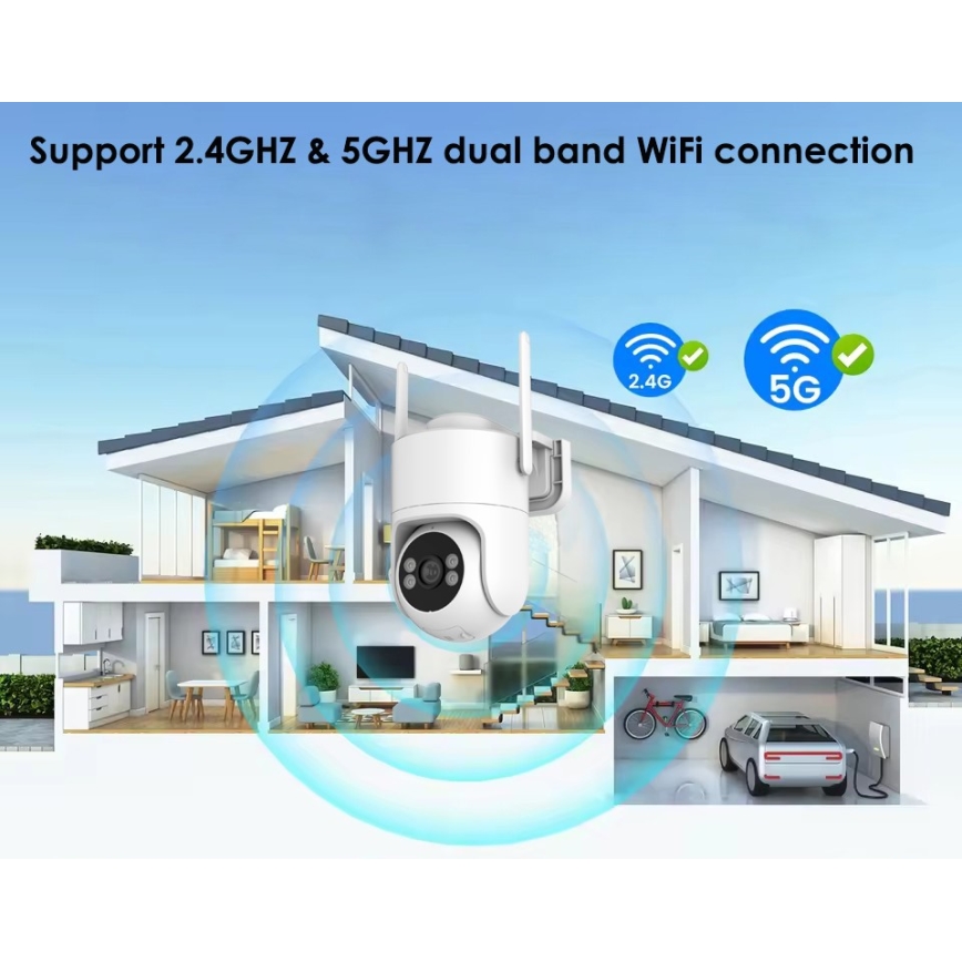 Immax NEO 07819L - Telecamera esterna intelligente con sensore da 4 MP, alimentazione 5V, grado di protezione IP65 e connettività Wi-FI