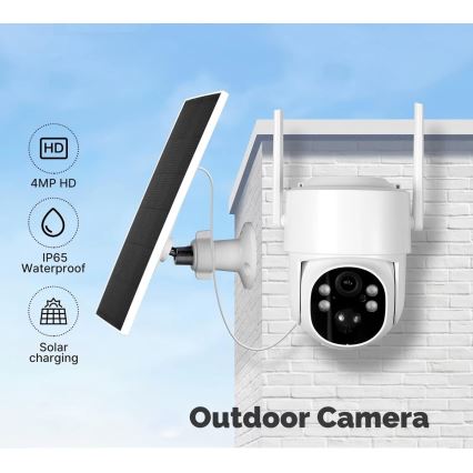 Immax NEO 07820L - Telecamera solare intelligente da esterno con sensore, batteria da 6000 mAh, IP65