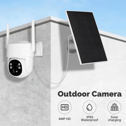 Immax NEO 07820L - Telecamera solare intelligente da esterno con sensore, batteria da 6000 mAh, IP65
