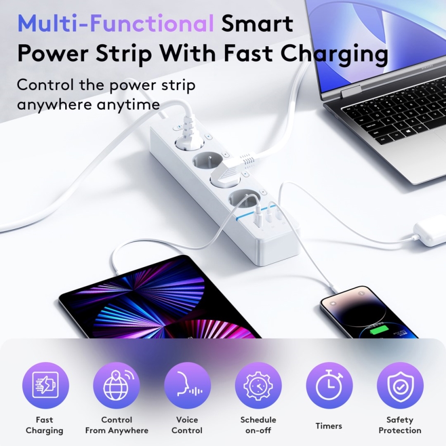 Immax NEO 07821L - Ciabatta intelligente NEO LITE 4AC+1xUSB+2xUSB-C Tuya Wi-Fi