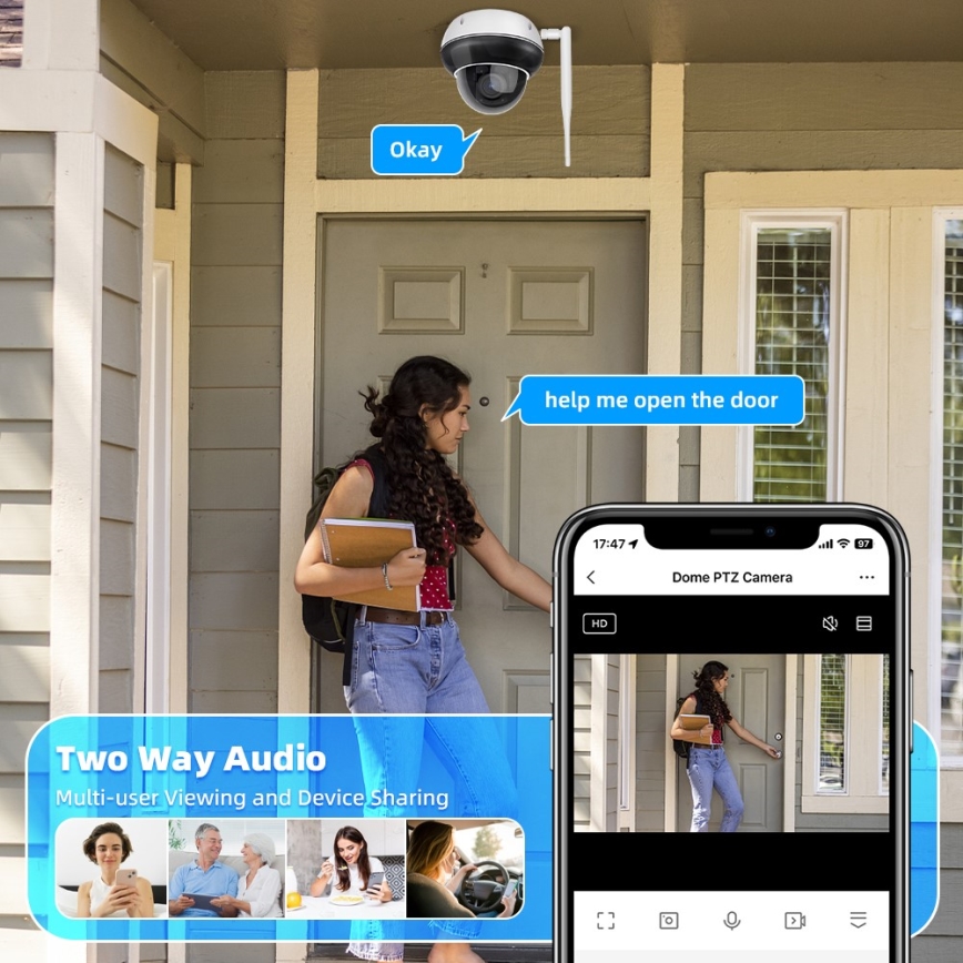 Immax NEO 07825L - Telecamera esterna intelligente con sensore DOME 5MP 230V IP66 TUYA Wi‑Fi