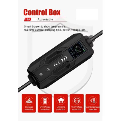 Immax - Stazione di ricarica portatile per veicoli elettrici EV AC Tipo 2 16A/380V 11kW + presa 230V, 3,7kW 5m + custodia