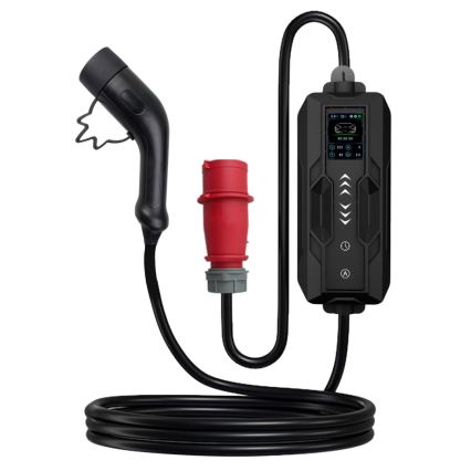 Immax - Stazione di ricarica portatile per veicoli elettrici EV AC Tipo 2 16A/380V 11kW + presa 230V, 3,7kW 5m + custodia