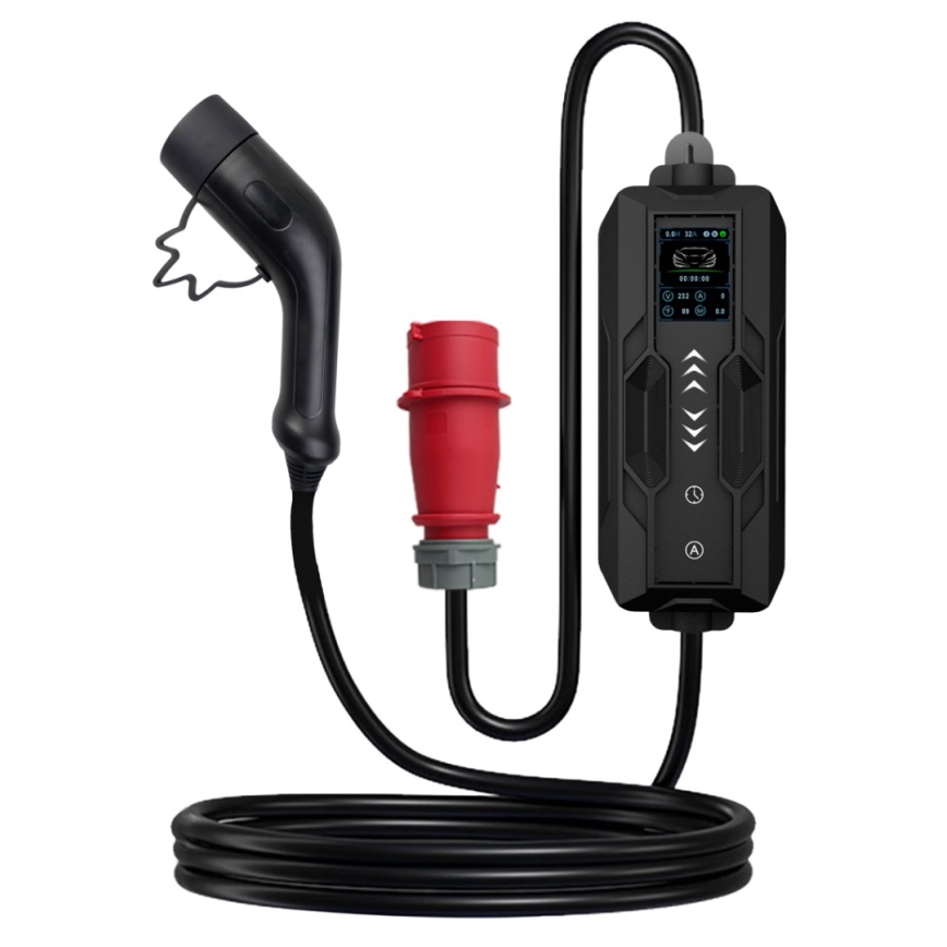 Immax - Stazione di ricarica portatile per veicoli elettrici EV AC Tipo 2 16A/380V 11kW + presa 230V, 3,7kW 5m + custodia