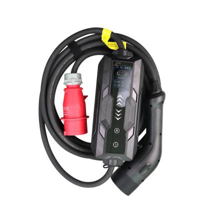 Immax - Stazione di ricarica portatile per veicoli elettrici EV AC Tipo 2 16A/380V 11kW + presa 230V, 3,7kW 5m + custodia