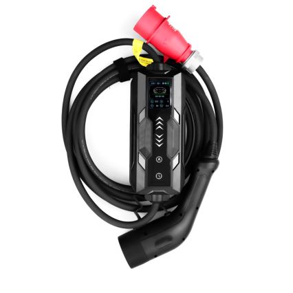 Immax - Stazione di ricarica portatile per veicoli elettrici EV AC Tipo 2 16A/380V 11kW + presa 230V, 3,7kW 5m + custodia
